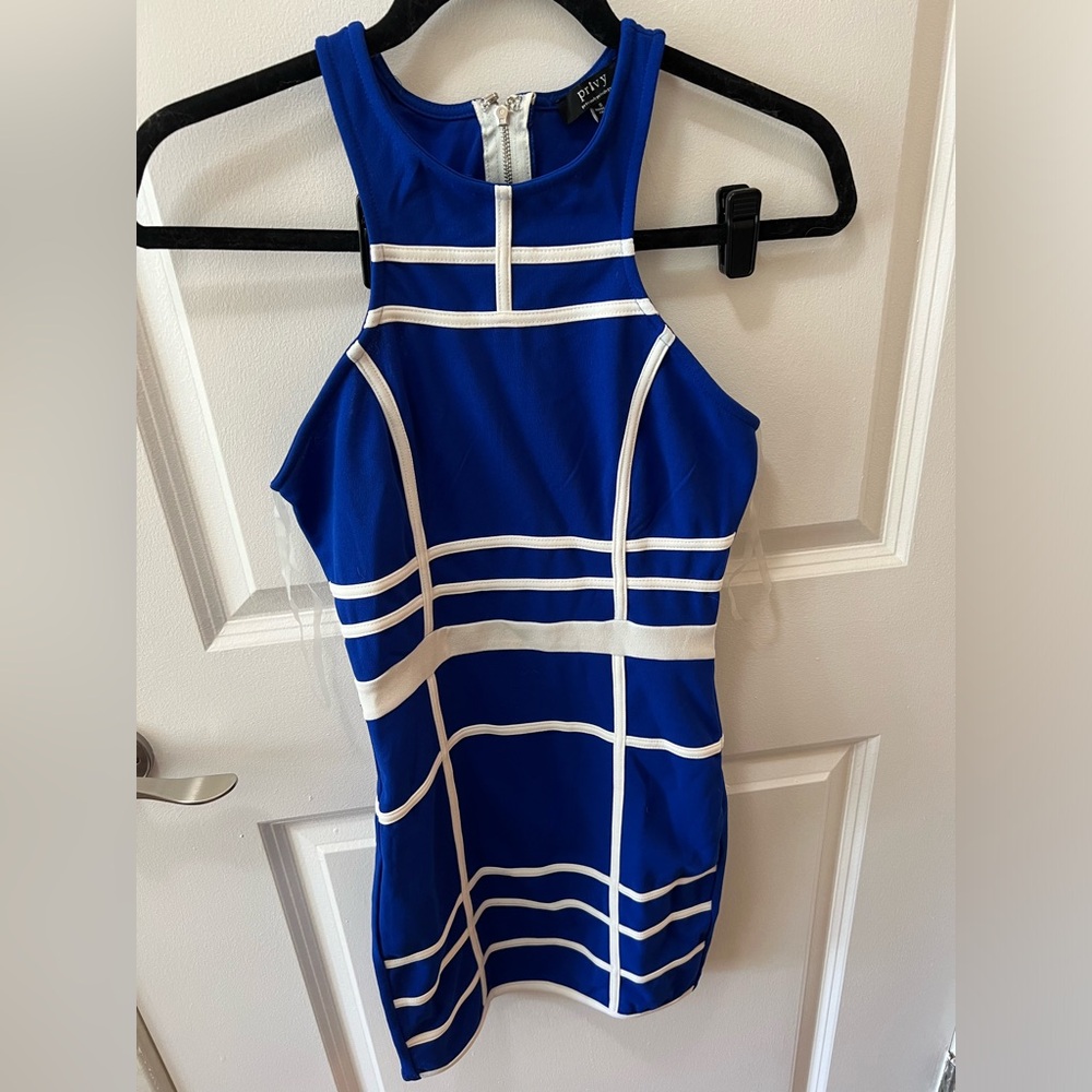 Blue & White Bodycon Dress